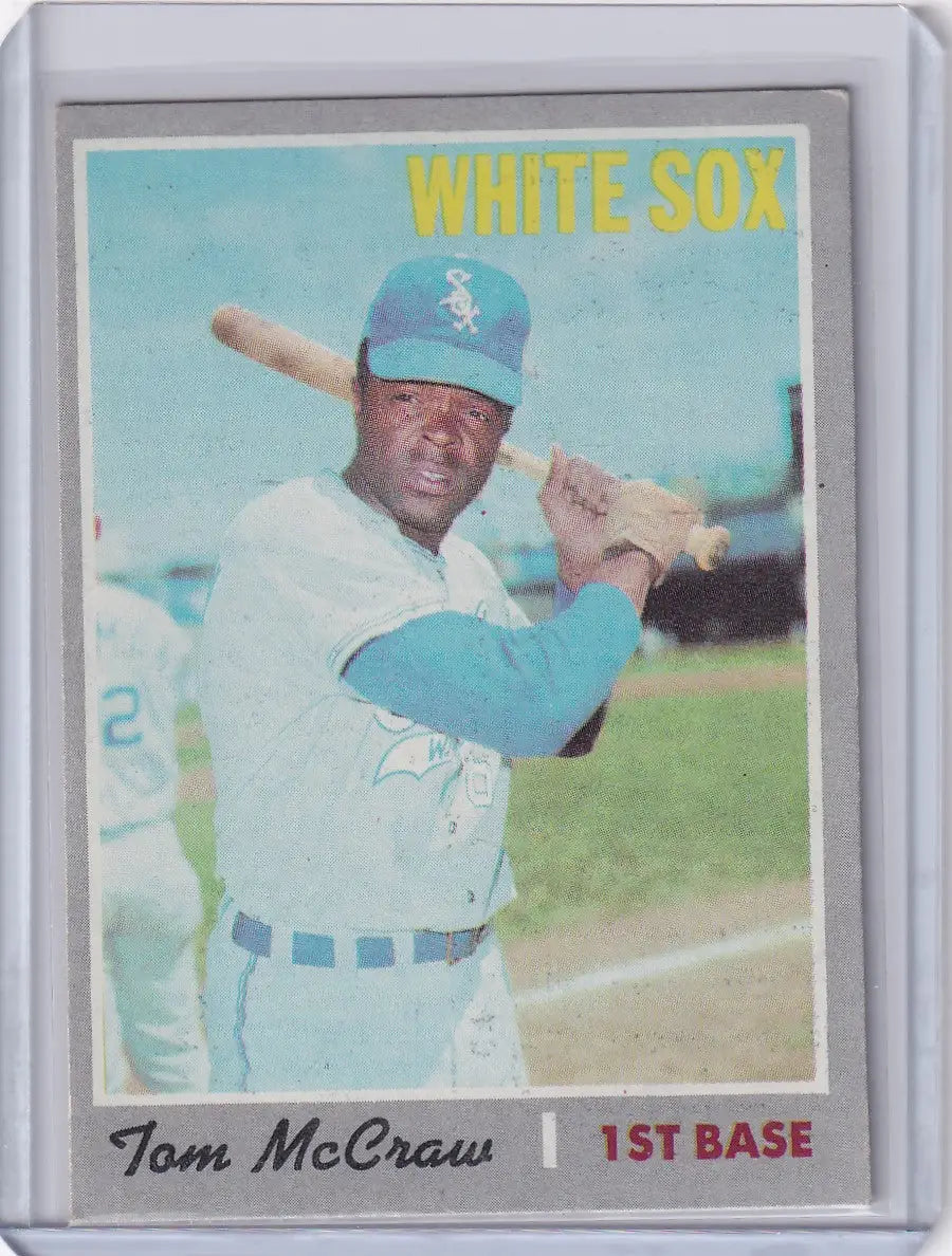1970 Topps Baseball card of Tom McCraw in batting stance for Chicago White Sox