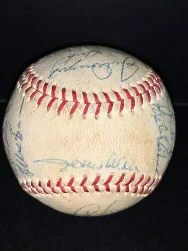 Autographed 1971 San Francisco Giants baseball with red stitching and 24 signatures