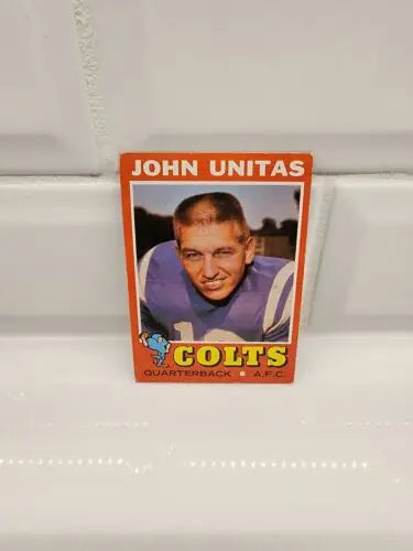 Vintage Johnny Unitas football trading card from 1971 Topps Baltimore Colts collection