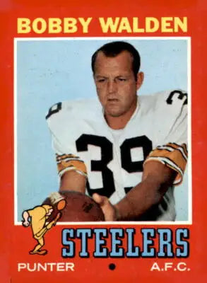 Bobby Walden football card from 1971 Topps #102 featuring Pittsburgh Steelers player