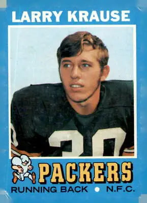 Larry Krause football card from 1971 Topps featuring Green Bay Packers player