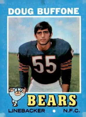 Vintage 1971 Topps Doug Buffone Chicago Bears trading card featuring classic football memorabilia