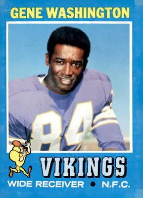 Gene Washington football card from 1971 Topps series featuring Minnesota Vikings player