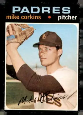Vintage 1971 Topps Mike Corkins baseball trading card collectible for sports trading card fans