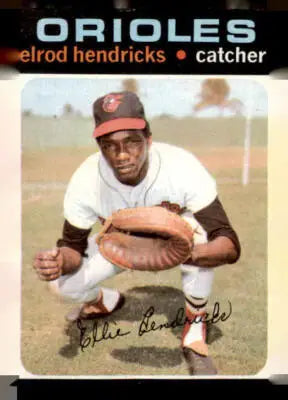 Elrod Hendricks Baltimore Orioles player trading card from 1971 Topps #219