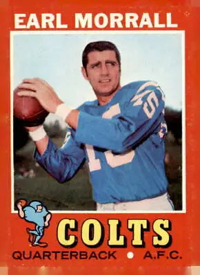 Earl Morrall football card from 1971 Topps #242 showcasing Morrall football memorabilia