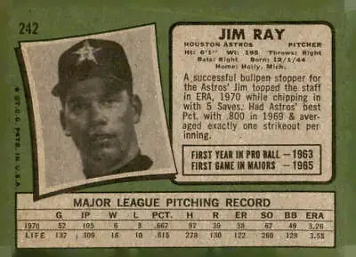 Vintage 1971 Topps Jim Ray sports trading card for baseball collectors