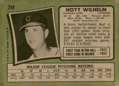 Vintage 1971 Topps Hoyt Wilhelm trading card sports trading card collectible