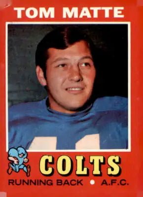 1971 Topps #263 Tom Matte trading card featuring Baltimore Colts player in NM-MT condition