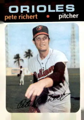 Pete Richert baseball card from 1971 Topps #273 featuring Pete Richert personality