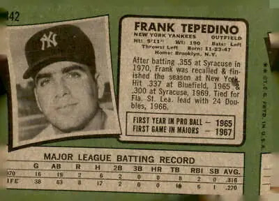 Vintage 1971 Topps Frank Tepedino sports trading card for collectors