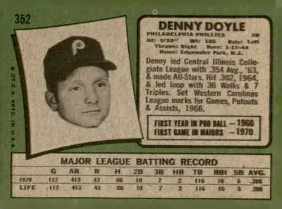 Vintage 1971 Topps Denny Doyle sports trading card classic collectible