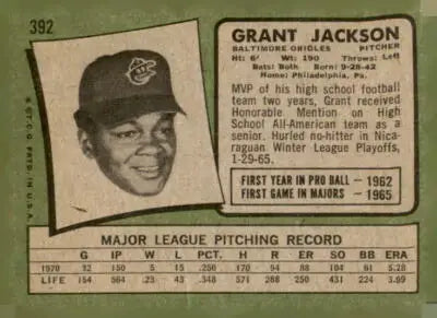 Vintage Grant Jackson baseball card from the 1971 Topps sports trading card series