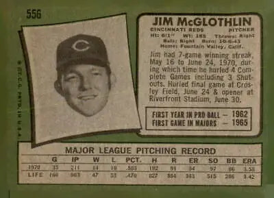 Vintage 1971 Topps Jim McGlothlin sports trading card with classic design