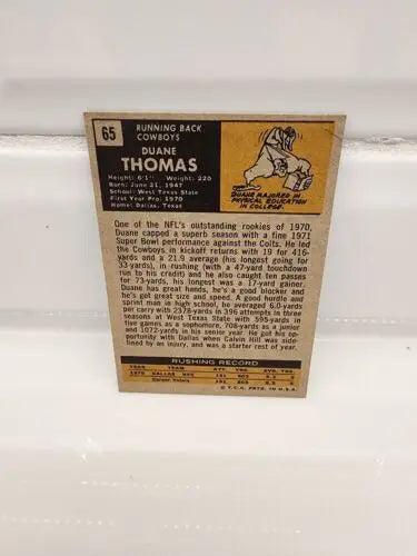 Vintage Duane Thomas trading card from 1971 Topps featuring the Dallas Cowboys