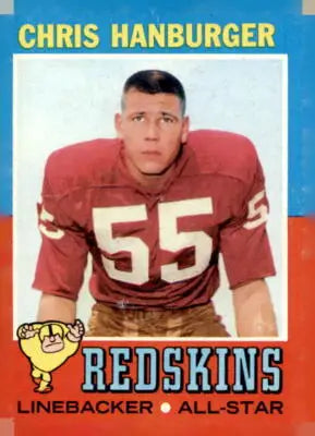 1971 Topps Chris Hanburger football card featuring Washington Redskins player