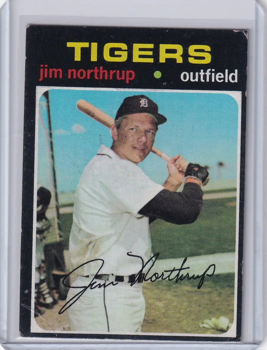 Vintage 1971 Topps Baseball card of Jim Northrup in Detroit Tigers uniform at bat