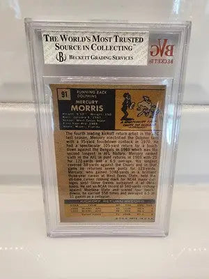 Graded Mercury Morris football card from 1971 Topps sports trading collection