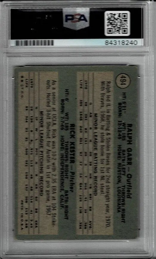 1971 Topps RALPH GARR RICK KESTER Signed Baseball Card PSA/DNA #494 Braves RC’s