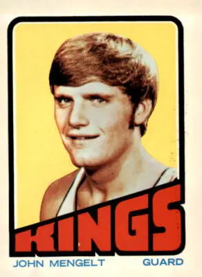 Vintage basketball sports trading card featuring 1972-73 Topps John Mengelt player