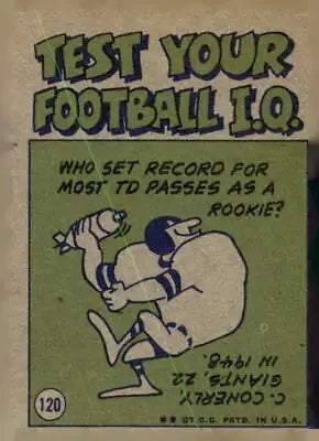Vintage football trivia card featuring Terry Bradshaw from 1972 Topps Pittsburgh Steelers