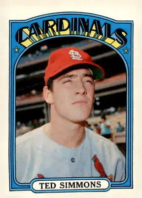 Ted Simmons 1972 Topps #154 trading card featuring the Louis Cardinals catcher