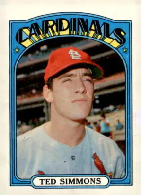 1972 Topps Ted Simmons baseball card featuring Louis Cardinals player in excellent condition