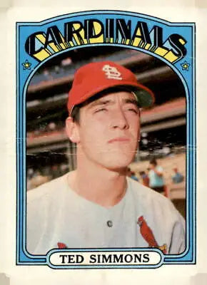 1972 Topps #154 Ted Simmons baseball card featuring the Louis Cardinals catcher