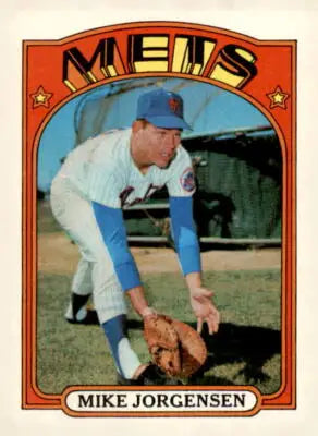 1972 Topps Mike Jorgensen baseball trading card showcasing a sports trading card image