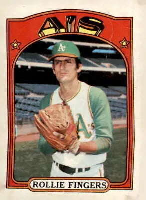 1972 Topps Rollie Fingers baseball card featuring legendary Rollie Fingers in VG condition