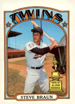 1972 Topps Steve Braun trading card featuring Steve Braun from the 1970s baseball collection