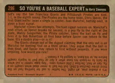 Baseball card back of 1972 Topps #296 Dick Dietz EX-MT sports trading card
