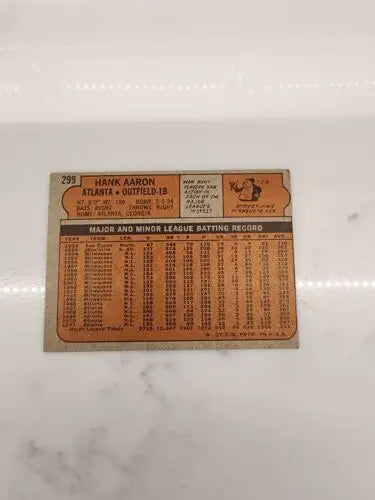 1972 Topps Hank Aaron baseball card #299, vintage Hank Aaron collectible, Topps Hank