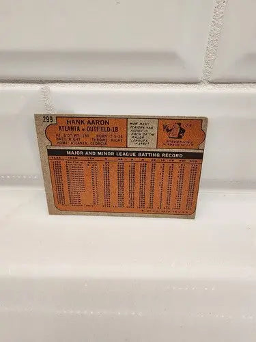 Worn Hank Aaron baseball card from 1972 Topps - #299 Topps Hank Aaron EX