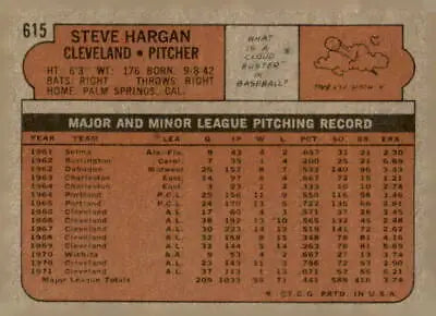 Vintage baseball card back from 1972 Topps #335 Bill Hands sports trading card
