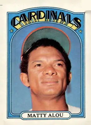 1972 Topps #395 Matty Alou EX baseball card showcasing Matty Alou’s classic image