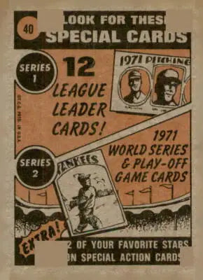 Vintage trading card advertisement for 1972 Topps Bob Barton baseball card
