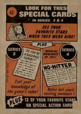 Vintage baseball card advertisement for 1972 Topps #42 Tommy Davis of the Oakland Athletics