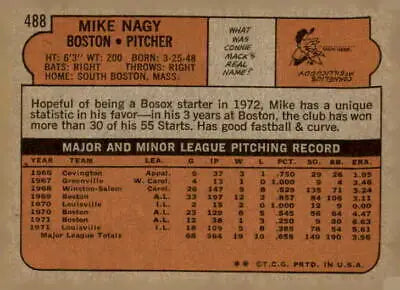 Vintage baseball card back of 1972 Topps #487 Detroit Tigers trading cards