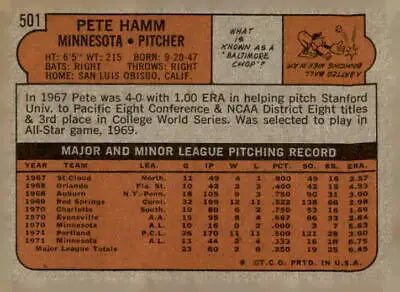 Vintage baseball card back of 1972 Topps #496 Bud Harrelson trading card