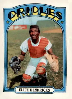 1972 Topps Ellie Hendricks sports trading card displayed in the product package