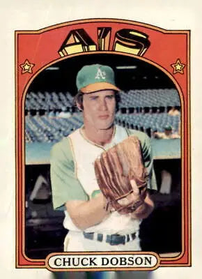 Chuck Dobson baseball card 1972 Topps #523 in EX-MT condition for collectors
