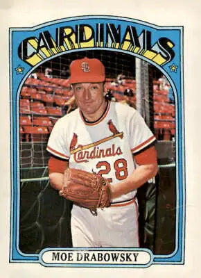 Moe Drabowsky baseball card from the 1972 Topps series featuring Louis Cardinals player