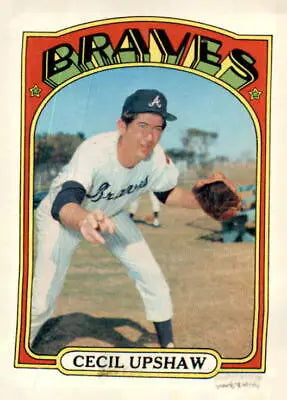 Cecil Upshaw trading card from 1972 Topps, showcasing the Atlanta Braves pitcher