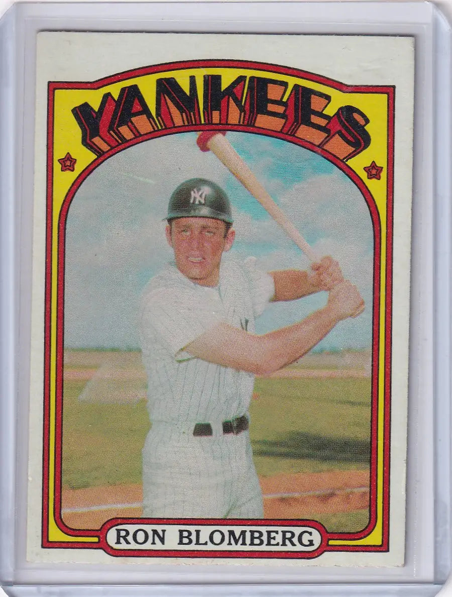 1972 Topps Baseball Card of Ron Blomberg in New York Yankees Pinstripes Batting Stance