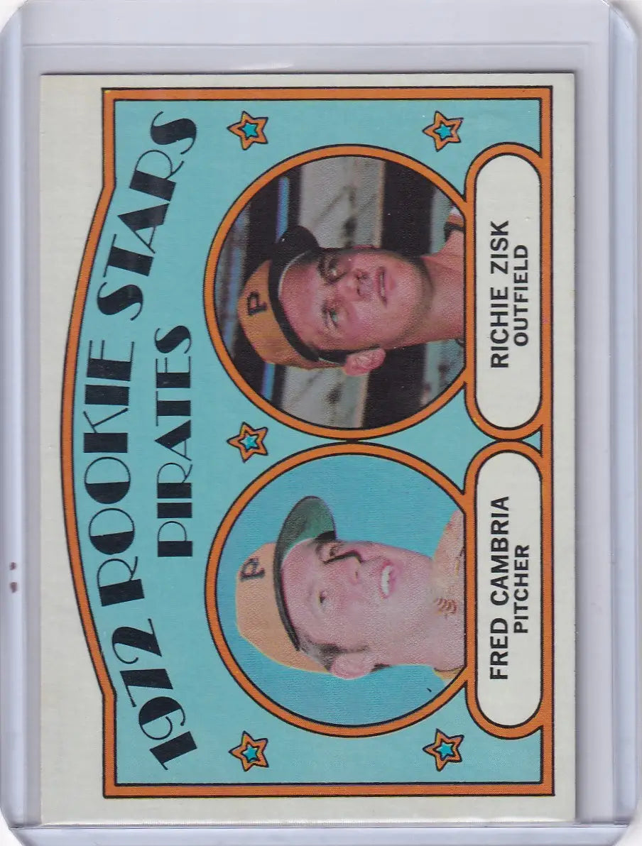 Vintage 1972 Topps Baseball Rookie Stars Cambria card featuring Richie Zisk, Pirates