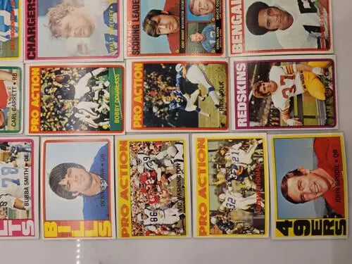 Vintage 1972 Topps NFL Football Cards Lot of 48 featuring Hall of Fame stars in VG-EX condition