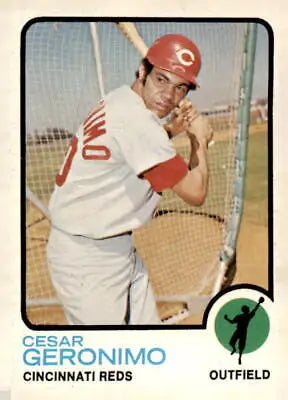 1973 Topps #156 Cesar Geronimo EX-MT trading card showcasing the MLB player Cesar Geronimo