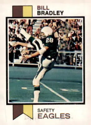 1973 Topps #170 Bill Bradley football card showcasing a Bradley football collectible in EX-MT condition