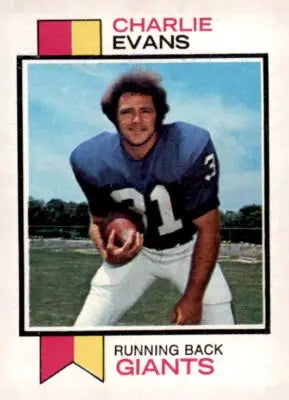 1973 Topps Charlie Evans sports trading card featuring football player Charlie Evans